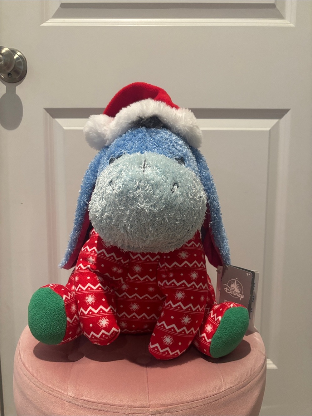 Disney Eeyore Weighted Holiday Plush - Blue, Red & Green